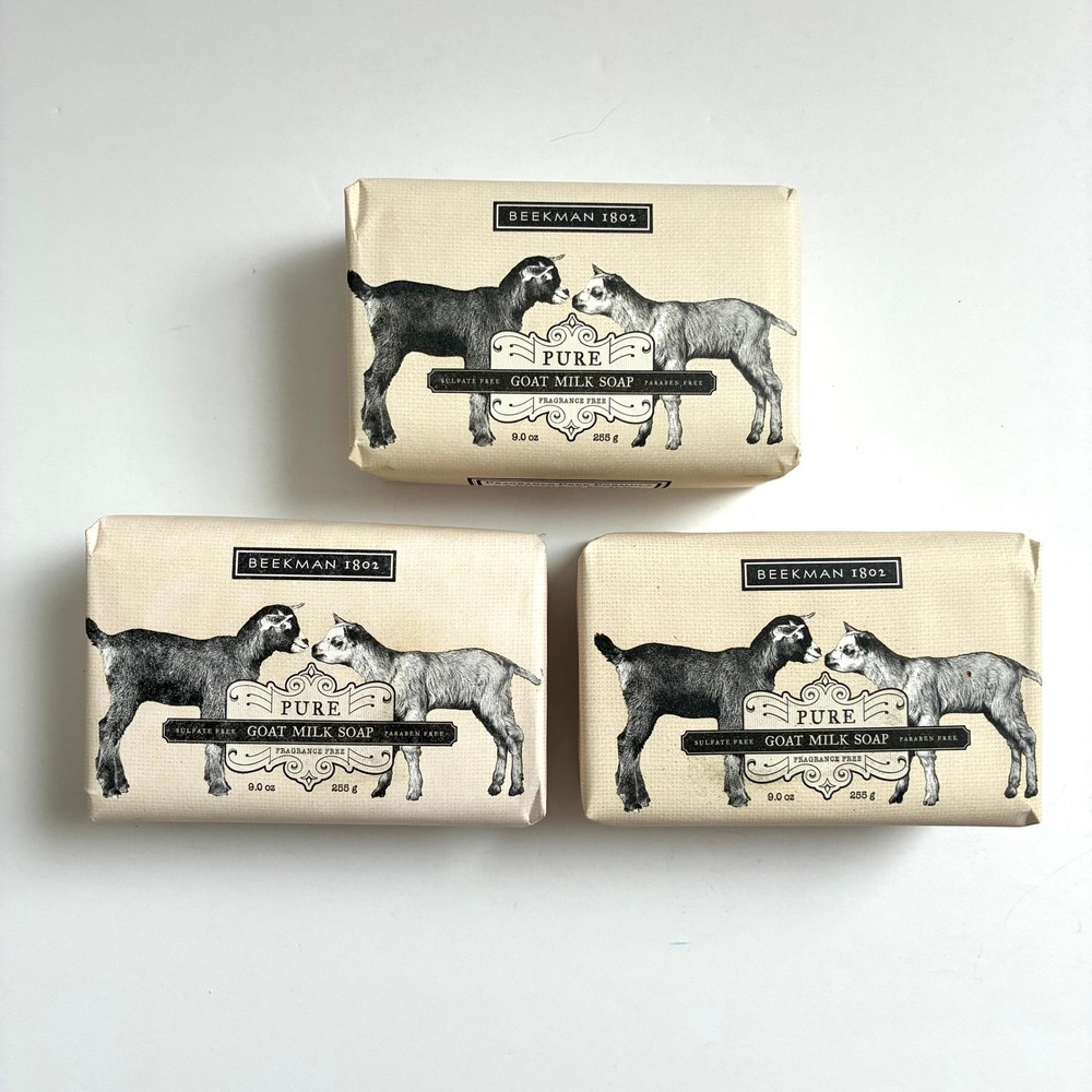 Beekman 1802 Pure Goat Milk Soap Unisex 9oz White New 3 Pack Fragrance Free